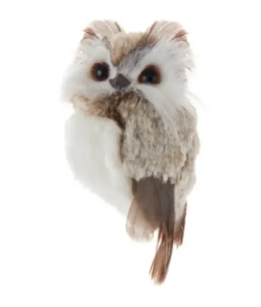 Ornement hibou gris et brun