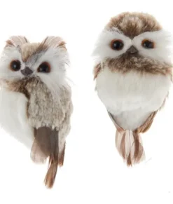 Ornement hibou gris et brun