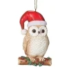 Ornement, Hibou vigilant avec chapeau de Père Noël