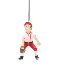 Ornement, joueur de baseball junior, uniforme rouge