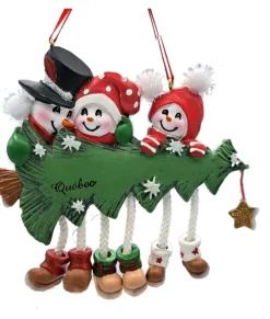 Ornement, La famille bonhommes de neige avec sapin de Noël