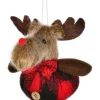 Ornement, élan en peluche, rouge et noir