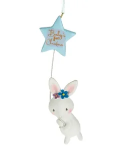 Ornement, lapin avec étoile bleue pour premier Noël