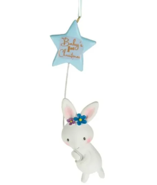 Ornement, lapin avec étoile bleue pour premier Noël