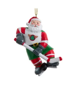 Ornement, le Père Noël joue au hockey