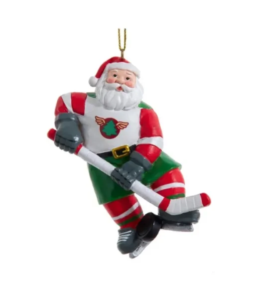 Ornement, le Père Noël joue au hockey