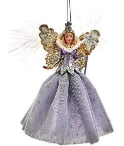 Ornement, élégante Reine des Neiges, dans une robe lavande et bleue