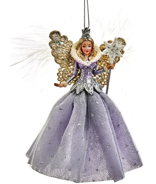 Ornement, élégante Reine des Neiges, dans une robe lavande et bleue