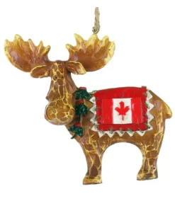 Ornement. Orignal avec drapeau, Souvenir du Canada
