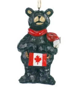 Ornement.  Ours noir avec drapeau, Souvenir du Canada