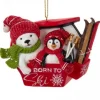 Ornement ours polaire et pingouin en skis