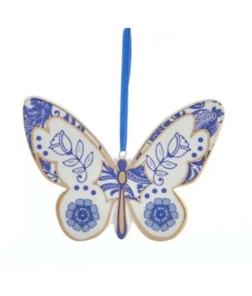 Ornement papillon bleu delft