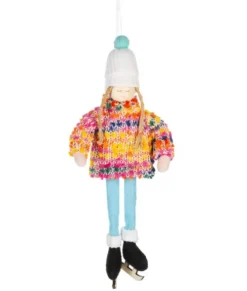Ornement, patineuse festive, fille blonde