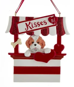Ornement personnalisable, Shih Tzu marron, cabine de baisers