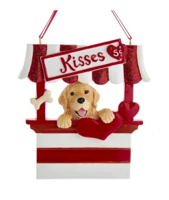 Ornement personnalisable, Golden retriever, cabine à baisers