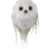 Ornement, petit hibou blanc. Plumes naturelles