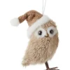 Ornement, Petit Hibou en peluche avec chapeau de Noël