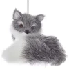 Ornement, petit renard poilu gris