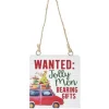 Ornement, plaque en bois, avec message "Wanted: Jolly Men, bearing gifts"