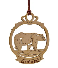 Ornement plat en bois de grizzli.
