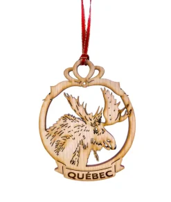 Ornement plat en bois, orignal