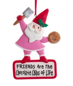 Ornement, Père Noël, avec des biscuits dans les mains