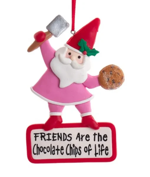 Ornement, Père Noël, avec des biscuits dans les mains