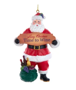 Ornement, Père Noël avec pancarte "Time to Wine"