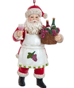 Ornement, Père Noël avec panier de vin
