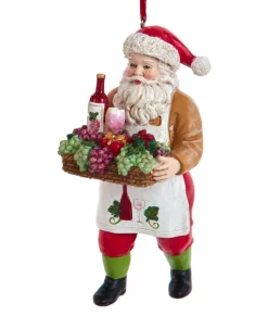 Ornement, Père Noël avec raisins et vin sur un plateau