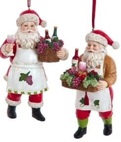 Ornement, Père Noël avec raisins et vin sur un plateau