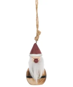 Ornement Père Noël rond en bois