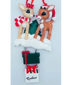 Ornement, Rudolph, Clarice avec 2 cadeaux de Noel
