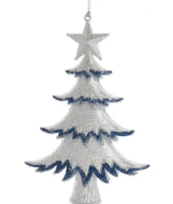Ornement sapin bleu et argenté