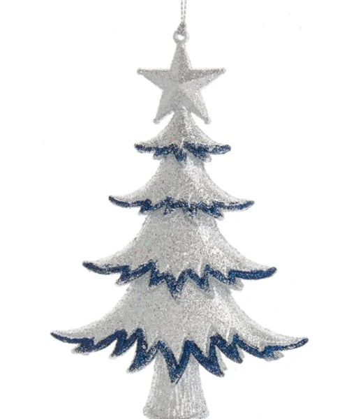 Ornement sapin bleu et argenté