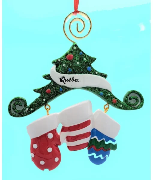 Ornement, sapin de Noel, avec 3 mitaines