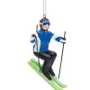 Ornement, skieur alpin en bleu
