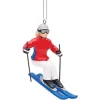 Ornement, skieur alpin en veste rouge