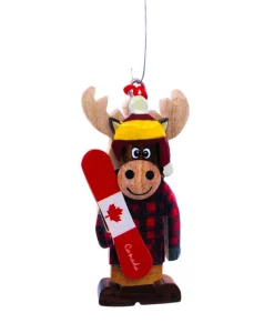 Ornement, Souvenir du Canada, Orignal avec planche à neige.