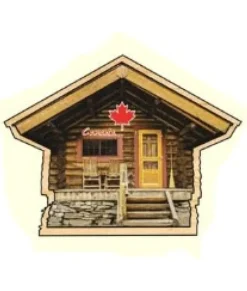 Ornement, Souvenir du Canada, Cabane en bois avec feuille d'érable
