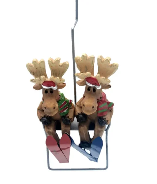 Ornement téléski avec 2 orignaux