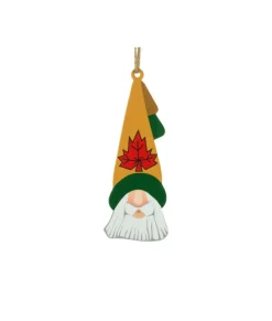 Ornement, tête de Père Noël avec tuque Feuille d'érable, souvenir du Canada.