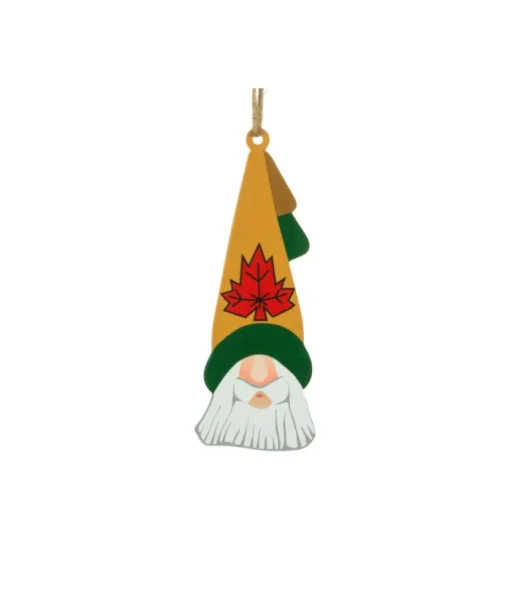 Ornement, tête de Père Noël avec tuque Feuille d'érable, souvenir du Canada.