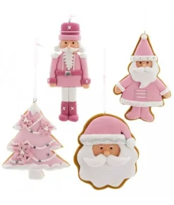 Ornement, visage de Père Noël en pain d'épice avec glaçage rose