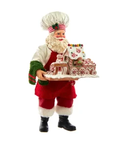 Père Noël Chef Fabriché™ 11" avec train en pain d'épices