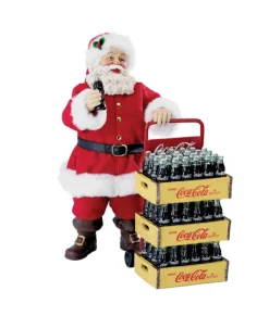 Père Noël Coca-Cola® Fabriché™ de 10,5 po avec chariot de livraison