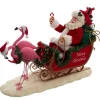 Père Noël Fabriché™ en traîneau avec flamants roses 10"