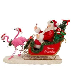 Père Noël Fabriché™ en traîneau avec flamants roses 10