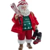Skieur Père Noël Fabriché™ 10,5" avec skis
