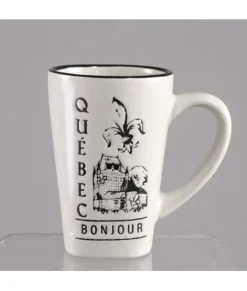 Tasse souvenir, 3 oz, Québec, devise Bonjour avec Le Chateau et Fleur de lys